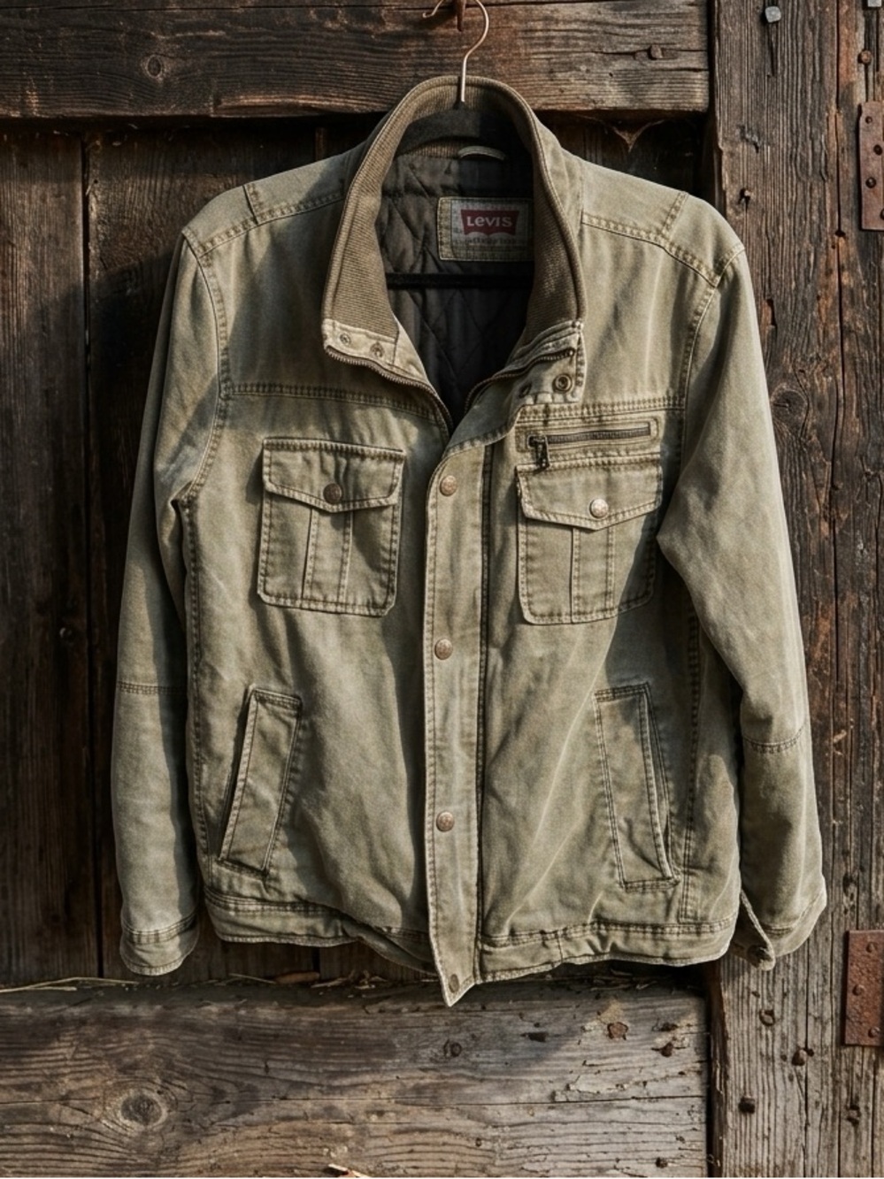 Levi's Olive Military Field Jacket with Chest Pockets size Large